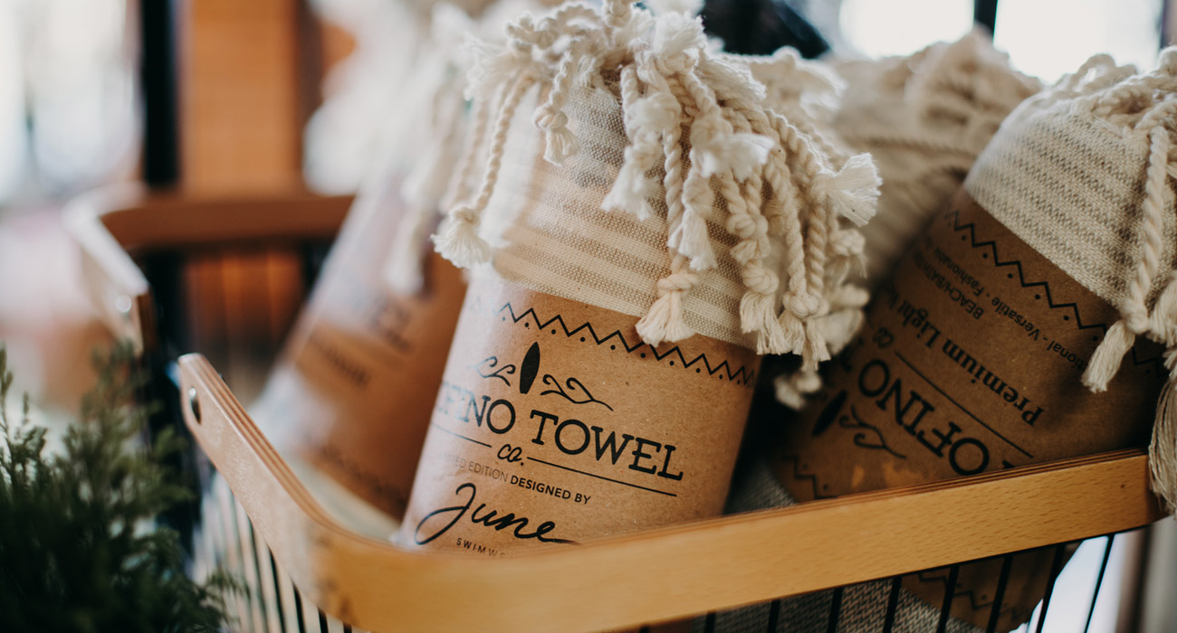 Tofino Towels products, at Parksville boutique Petal and Kettle