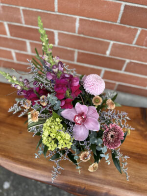 pink and red Mother's Day vase arrangement by Petal and Kettle Parksville Qualicum Beach florist