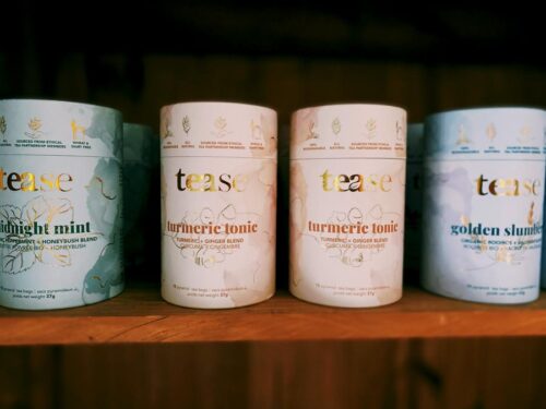 Wellness Teas from Tease, on the shelves at Parksville tea store Petal and Kettle