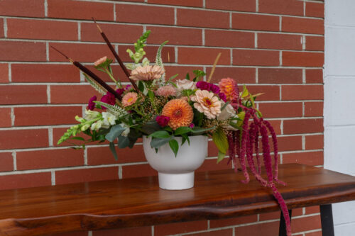 Autumn/fall vase arrangement by Parksville florist Petal and Kettle