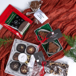 Christmas chocolate gift basket set at Parksville boutique petal and kettle