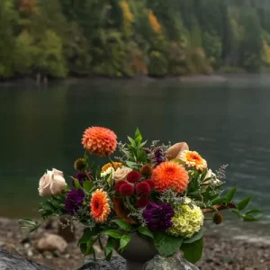 Autumn Mist fall colour floral arrangement by Parksville Qualicum Beach florist Petal and Kettle